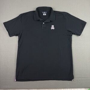 Psycho Bunny Men's 9 US 3XL Black 100% Pima Cotton Polo Short Sleeve‎